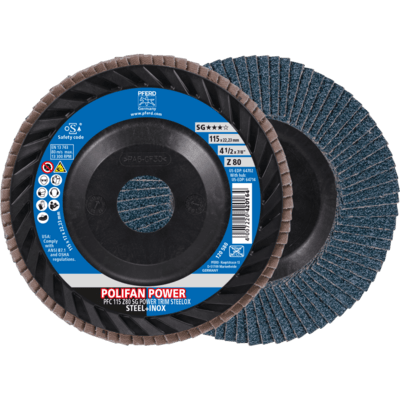 PFERD TOOLS POLIFAN-Disky s plochým okrajom PFC 115 Z 80 SG POWER TRIM STEELOX