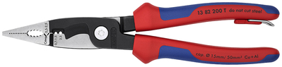 KNIPEX 13 82 200 T BK Kliešte pre elektroinštalácie s multi-komponentnými úchopmi, s integrovaným zá