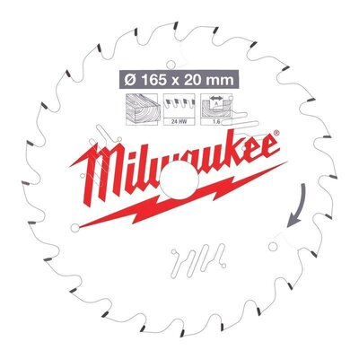 MILWAUKEE Pílový kotúč drevo 165x20x1.6x24ATB