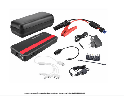 EXTOL Indítóforrás power bankkal, 18000Ah, 350A, max.700A 8897321