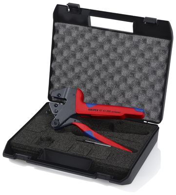 KNIPEX 97 43 200 Systémové lisovacie kliešte pre vymeniteľné lisovacie čeluste s multi-komponentnými