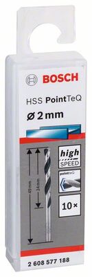 BOSCH Skrutkovitý vrták HSS PointTeQ 2,0 mm