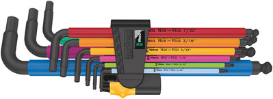 WERA 950/9 Hex-Plus Multicolour Imperial 2 Sada úhlových kľúčov, palcová, BlackLaser, 9 dielna