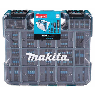 MAKITA E-24826 - Imapact Black bitkészlet 100 db-os, kétoldalas PVC dobozban állítható elválasztókkal.