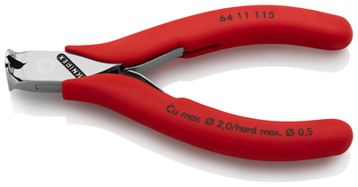 KNIPEX 64 11 115 Čelné cvikacie kliešte pre elektroniku s protišmykovými plastovými úchopmi 115 mm