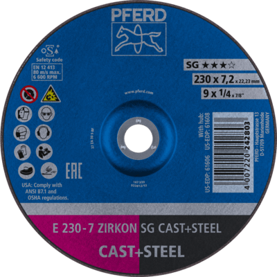 PFERD TOOLS Brúsky E 230-7 ZIRKON SG LIATINA+OCEL