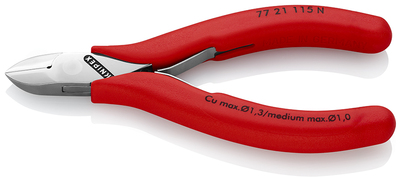 KNIPEX 77 21 115 N bočné cvikacie kliešte pre elektroniku s prevlečným kĺbom s protišmykovými plasto