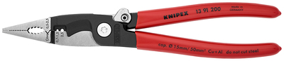 KNIPEX 13 91 200 Kliešte pre elektroinštalácie poplastované čierne atramentované 200 mm