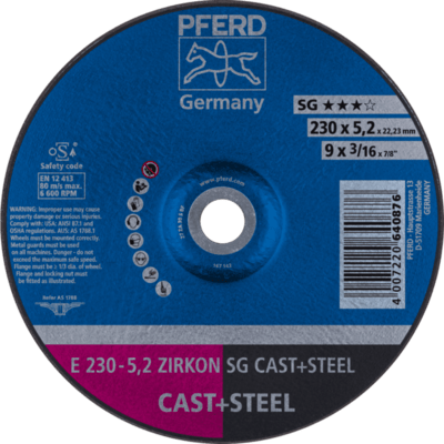 PFERD TOOLS Brúsky E 230-5,2 ZIRKON SG LIATINA+OCEL