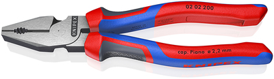 KNIPEX 02 02 200 SB Kombinované kliešte s veľkou pákovou silou čierne atramentované 200 mm
