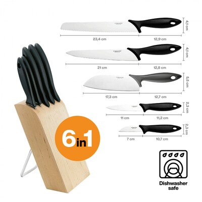 FISKARS Blok s piatimi nožmi Essential | 1023782
