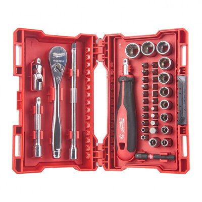 MILWAUKEE SADA 1/4" METRICKÝCH NÁSTRČNÝCH KĽÚČOV S RAČŇOU (38 KS) 4932479096