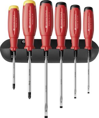 PB SWISS TOOLS Sada skrutkovačov 6-dielna plochá PH so stenovým držiakom SwissGrip EVO PB Swiss