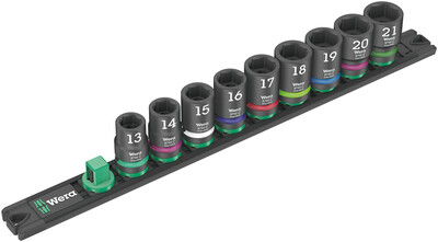 WERA Magnetická lišta na hlavice C Impaktor 1 so sadou nástrčných hlavíc, pripojovací rozmer 1/2", 9-diel