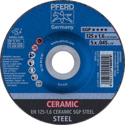 PFERD TOOLS Rezné kotúče EH 125-1,6 CERAMIC SGP OCEĽ