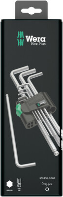 WERA 950/9 Hex-Plus 1 SB Sada úhlových kľúčov, metrická, chrómovaná, 9-dielna