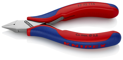 KNIPEX 77 72 115 SB bočné cvikacie kliešte pre elektroniku s prevlečným kĺbom s multi-komponentnými 