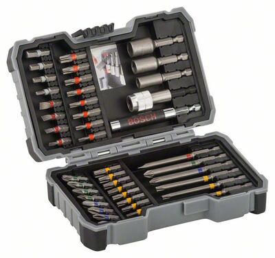 BOSCH 2607017164 - 43 részes. csavarhúzó bitek és dugókulcsok készlete PH1; PH2; PH3; PZ1; PZ2; PZ3; SL3; 