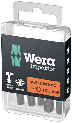 WERA 867/4 IMP DC TORX® DIY Impaktor bity, TX 30 x 50 mm, 5-dielna sada