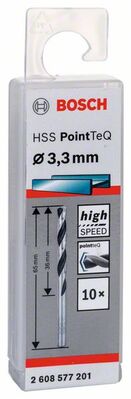 BOSCH Skrutkovitý vrták HSS PointTeQ 3,3 mm
