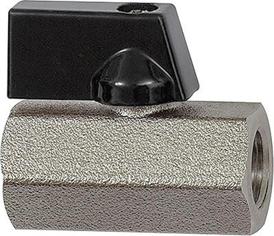 Mini guľový ventil, krídlová rukoväť, vnútorný závit/vnútorný závit G 1/4", PN 10, Mosadz RIEGLER