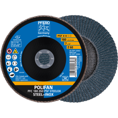 PFERD TOOLS POLIFAN-Čelné kotúče PFC 180 Z 60 PSF STEELOX