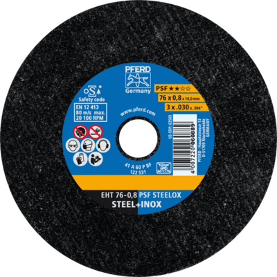 PFERD TOOLS Rezné kotúče EHT 76-0,8 PSF STEELOX/10,0