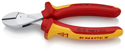 KNIPEX 73 06 160 SB X-Cut® Kompaktné bočné cvikacie kliešte vysoký pákový prevod izolované s multi-k
