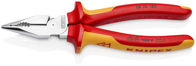KNIPEX 08 26 185 Kombinované kliešte s ihlovým nosom izolované s multi-komponentnými rukoväťami, VDE