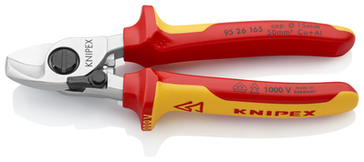 KNIPEX 95 26 165 Nožnice na káble s otváracou pružinou izolované s multi-komponentnými rukoväťami, V
