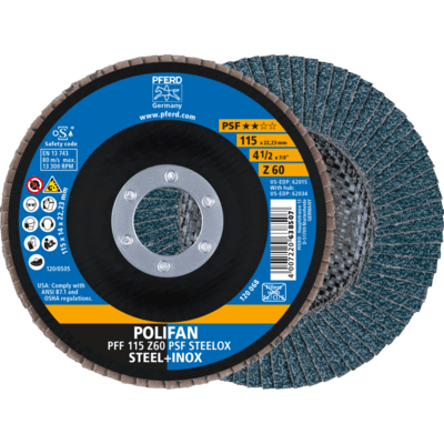 PFERD TOOLS POLIFAN-plošné kotúče PFF 115 Z 60 PSF STEELOX