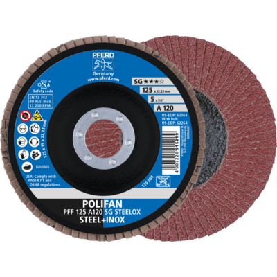 PFERD TOOLS POLIFAN-Flap disky PFF 125 A 120 PSF STEELOX
