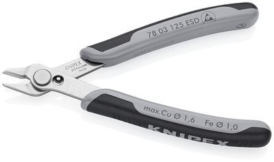 KNIPEX 78 03 125 ESDSB Electronic Super Knips® ESD s multi-komponentnými úchopmi 125 mm