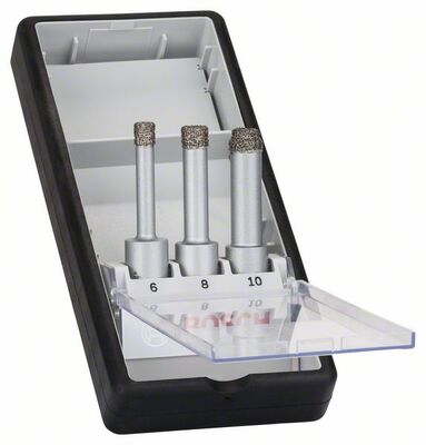 BOSCH 3 részes gyémánt fúrókészlet száraz fúráshoz Robust Line - Easy Dry Best for Ceramic 6.0; 8,0; 10,0 