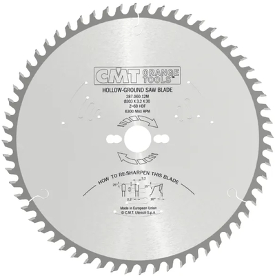 CMT Laminált vágókorong elővágás nélkül - D250x3,2 d30 Z48 HW