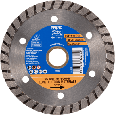 PFERD TOOLS Diamantové nástroje pre stavebný priemysel DG 100 x 1,9 x 16/20 PSF