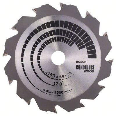 BOSCH 2608640630 - Pílový kotúc Construct Wood 160 x 20/16 x 2,6 mm, 12