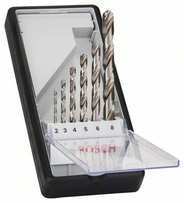BOSCH 2607010529 - 6-dielna súprava vrtákov do kovu Robust Line HSS-G, 135° 2; 3; 4; 5; 6; 8 mm, 135°