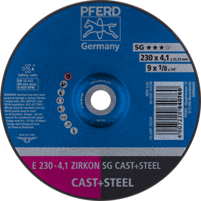 PFERD TOOLS Brúsky E 230-4,1 ZIRKON SG LIATINA+OCEL