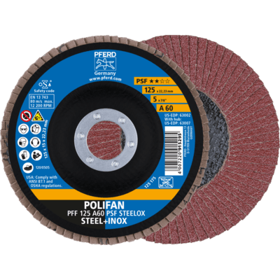 PFERD TOOLS POLIFAN-Čelné disky PFF 125 A 60 PSF STEELOX