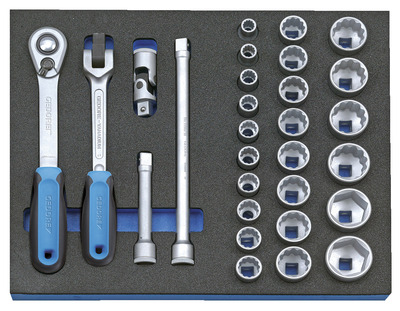 GEDORE 2005 CT2-D 19 Sada nástrčných kľúčov 1/2" v module Check-Tool, 29-dielna
