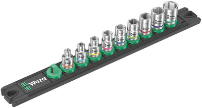WERA Magnetická lišta na hlavice A Imperial 1 so sadou nástrčných hlavíc Zyklop, pripojovací rozmer 1/4",