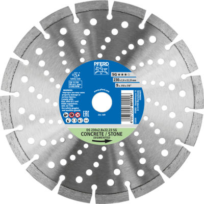 PFERD TOOLS Diamantové nástroje pre stavebný priemysel DS 230 x 2,8 x 22,23 SG