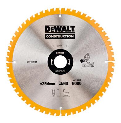 DeWALT DT1182 – FŰRÉSZPENGE 254x30mm 60Z ATB 7