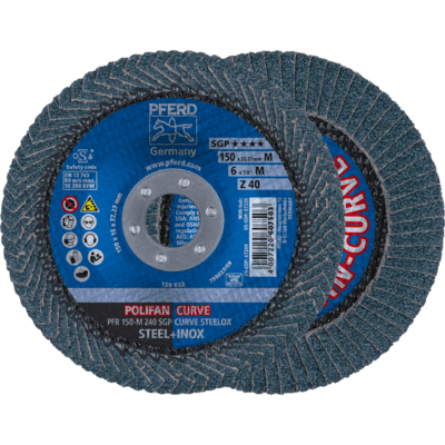 PFERD TOOLS POLIFAN-Disky s plochým okrajom PFR 150-M Z 40 SGP CURVE STEELOX