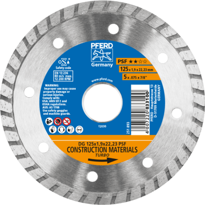 PFERD TOOLS Diamantové nástroje pre stavebný priemysel DG 125 x 1,9 x 22,23 PSF