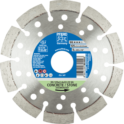 PFERD TOOLS Diamantové nástroje pre stavebný priemysel DS 125 x 2,4 x 22,23 SG