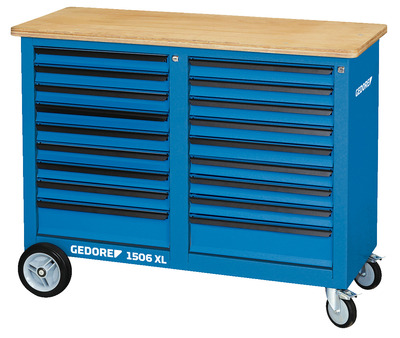 GEDORE 1506 XL 2810 Mobilný pracovný stôl 1,25 m široký s 2x 9 zásuvkami