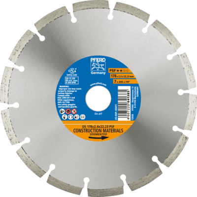 PFERD TOOLS Diamantové nástroje pre stavebný priemysel DS 178 x 2,4 x 22,23 PSF