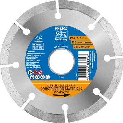 PFERD TOOLS Diamantové nástroje pre stavebný priemysel DS 115 x 1,6 x 22,23 PSF